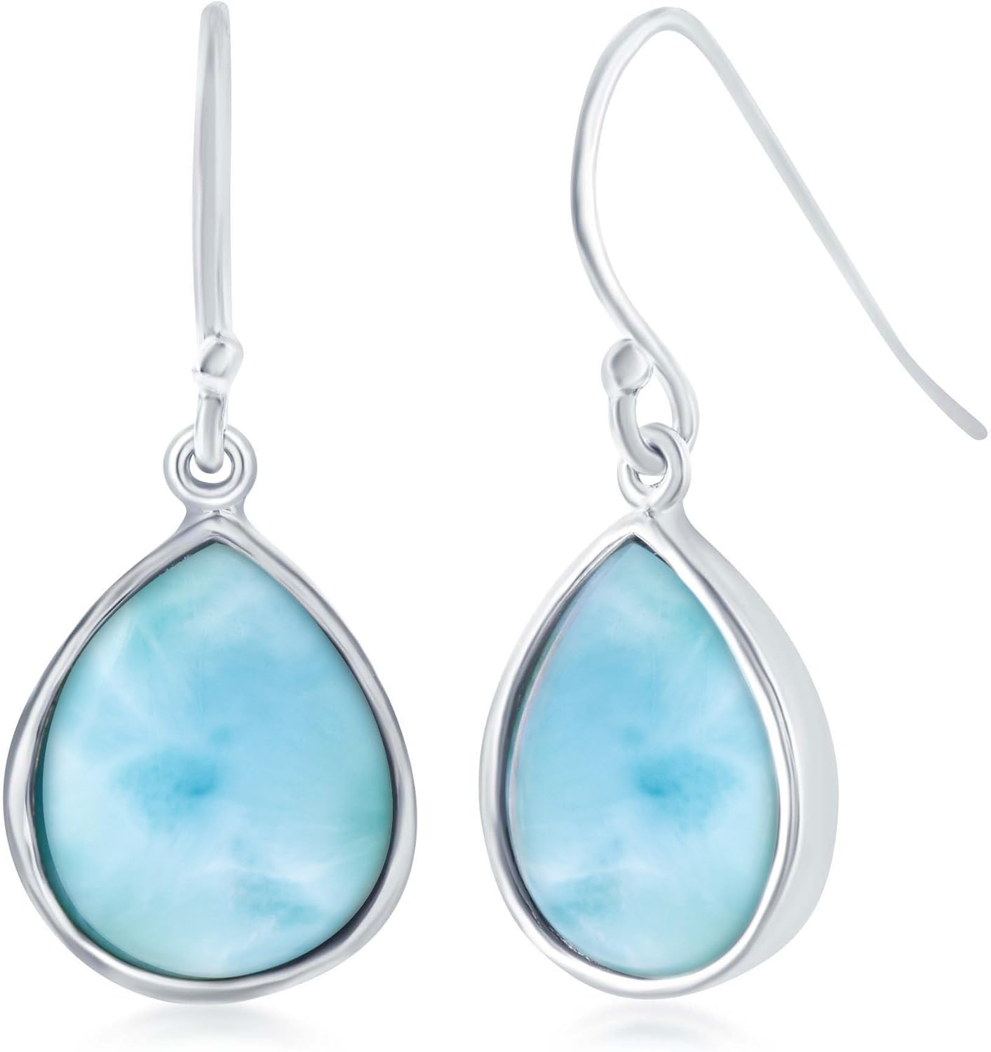 Beaux Bijoux Larimar Earrings for Women – Natural Larimar Dangle Earrings in 925 Sterling Silver – Beautiful Blue Gemstones - Unique Jewelry Gift