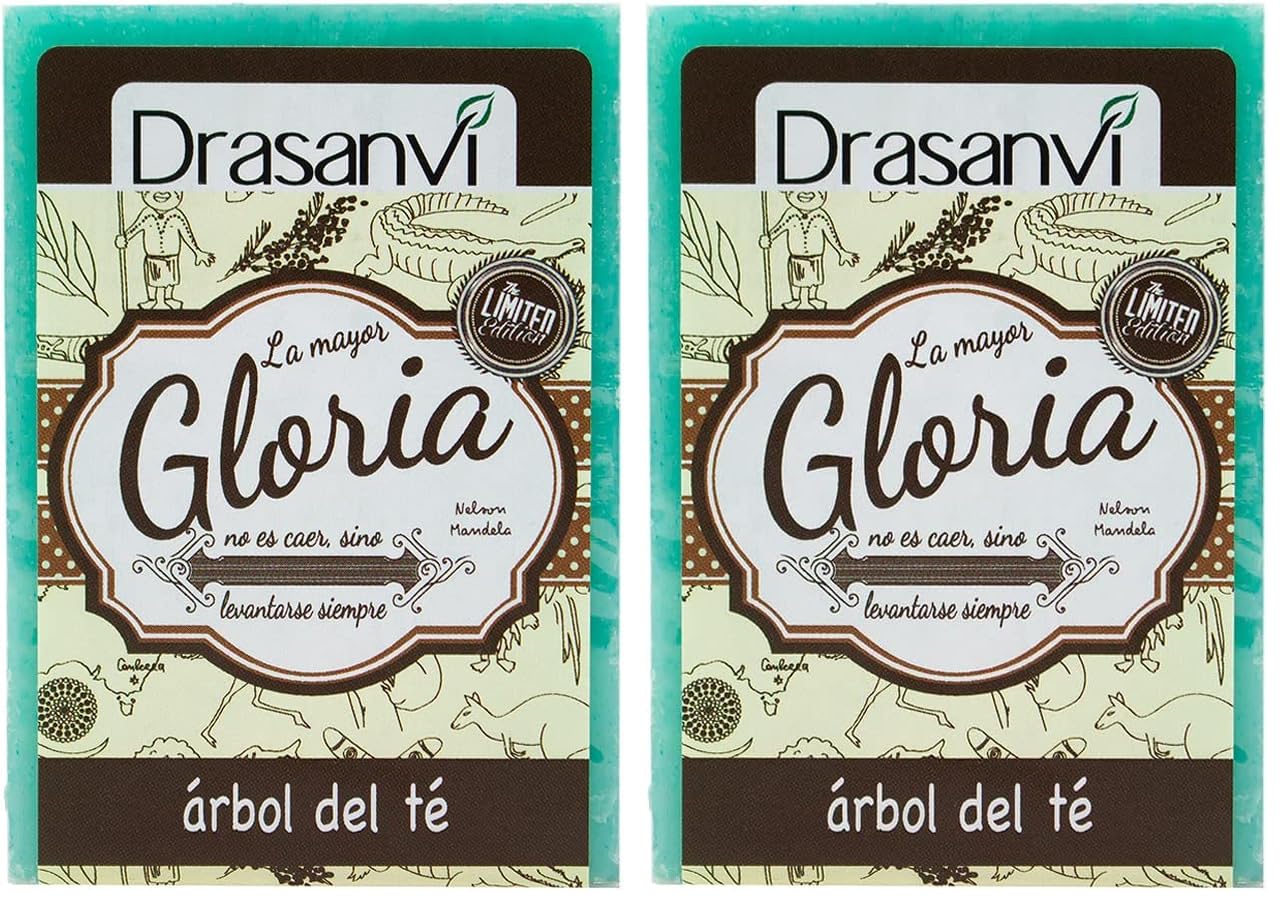 DRASANVI Jabón Natural de Árbol de Té, Manos, Cuerpo y Cara Para una limpieza profunda y eficaz |Propiedades bactericidas fungicidas Ideal para pieles con exceso de grasa 100 gr (Paquete de 2)