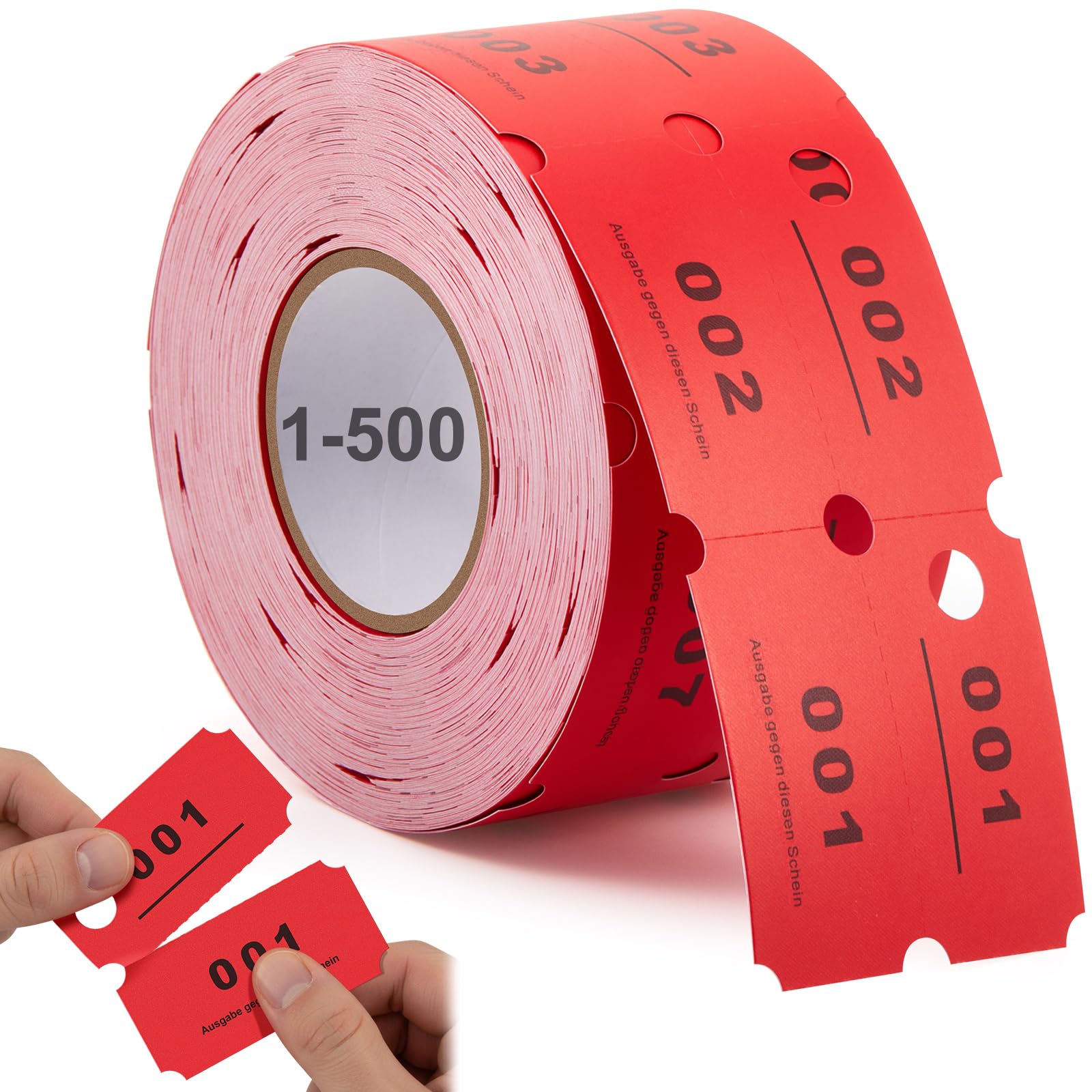 Nezyo Rouleaux de Jetons 1-500 Ticket de Vestiaire Fiches Numérotées Service Blanchisserie Orange