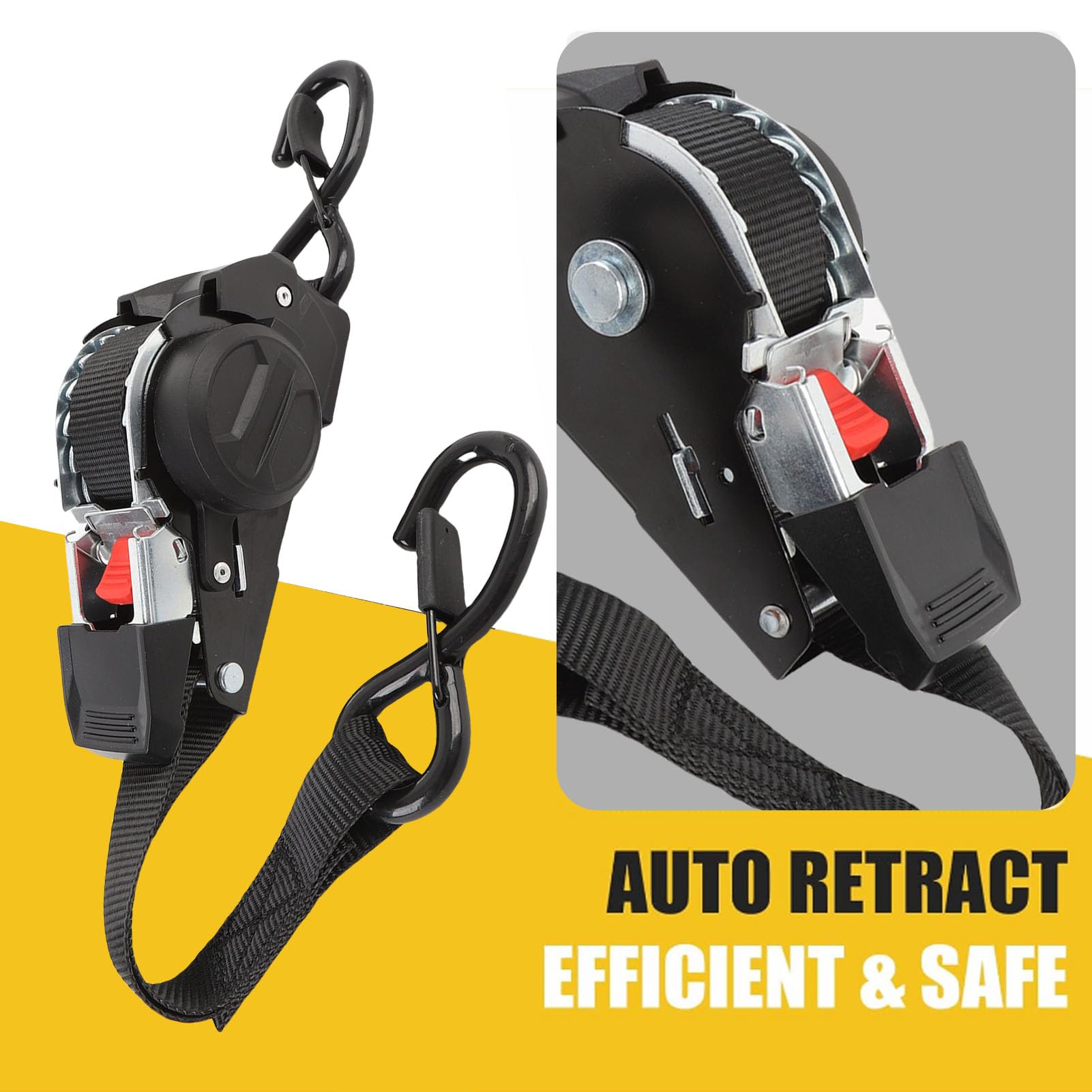 Cinghie a Cricchetto Cinghie di Ancoraggio Cricchetto Retrattile, 1 Pollice X 10 Piedi 1760 Libbre Resistenza Alla Rottura Carico 1100 Libbre Ganci a S Retrattili Automat