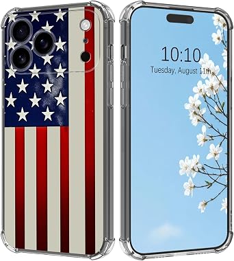 for iPhone 17 Pro Max Case with American Flag Pattern Design Ultra-Thin Clear Soft TPU Silicone Drop Proof Shock Proof Protective Phone Cover Case for iPhone 17 Pro Max 6.9 inch 2025
