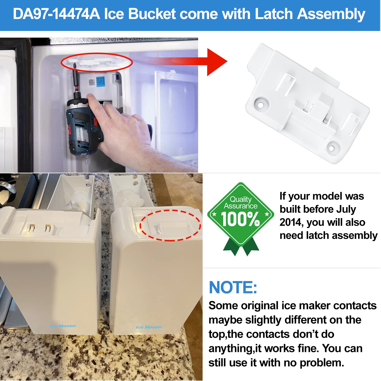 Upgraded DA9714474A Refrigerator Ice Maker Replacement Compatible with
