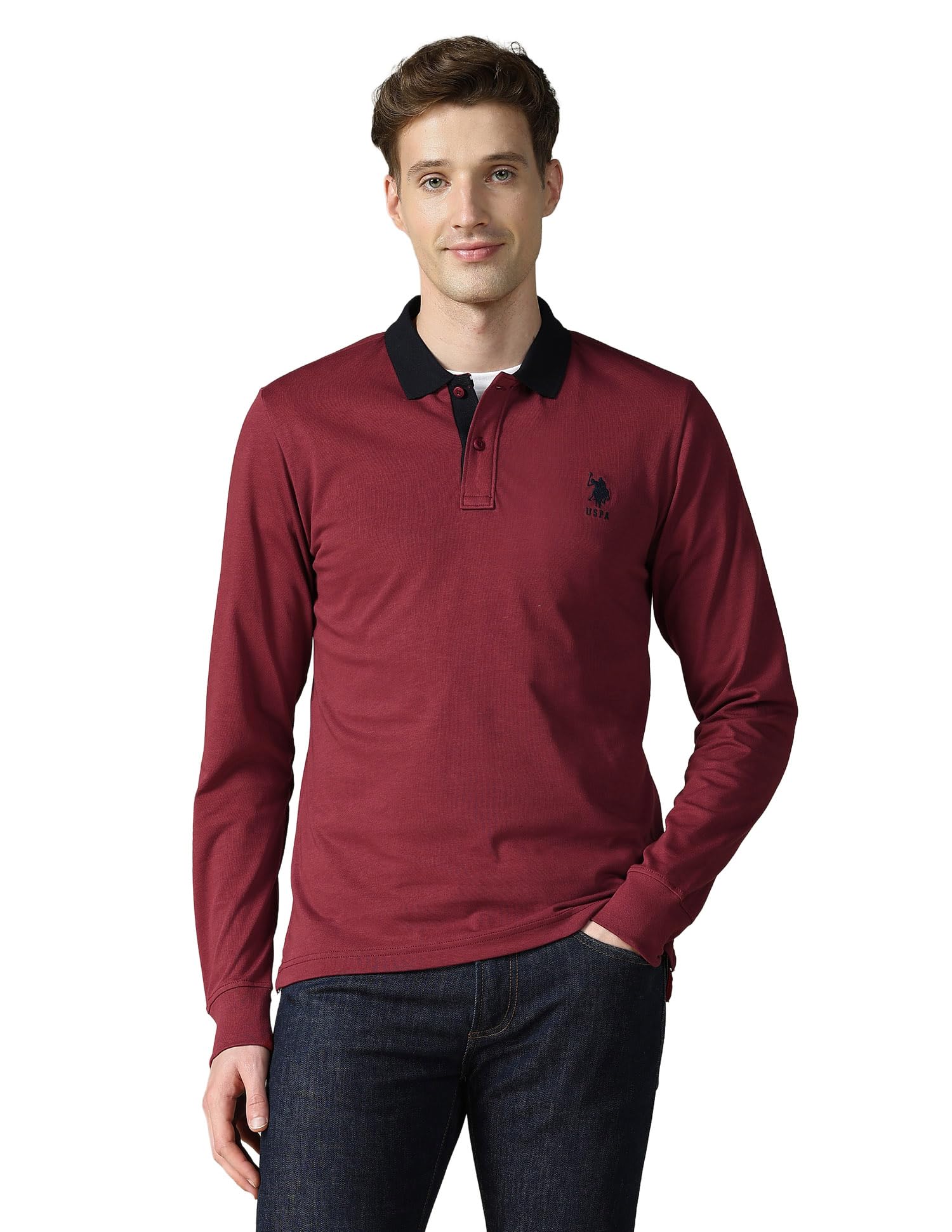 u.s. polo assn. U.s.Polo Association Men's Solid Regular fit Polo Shirt-picture-37