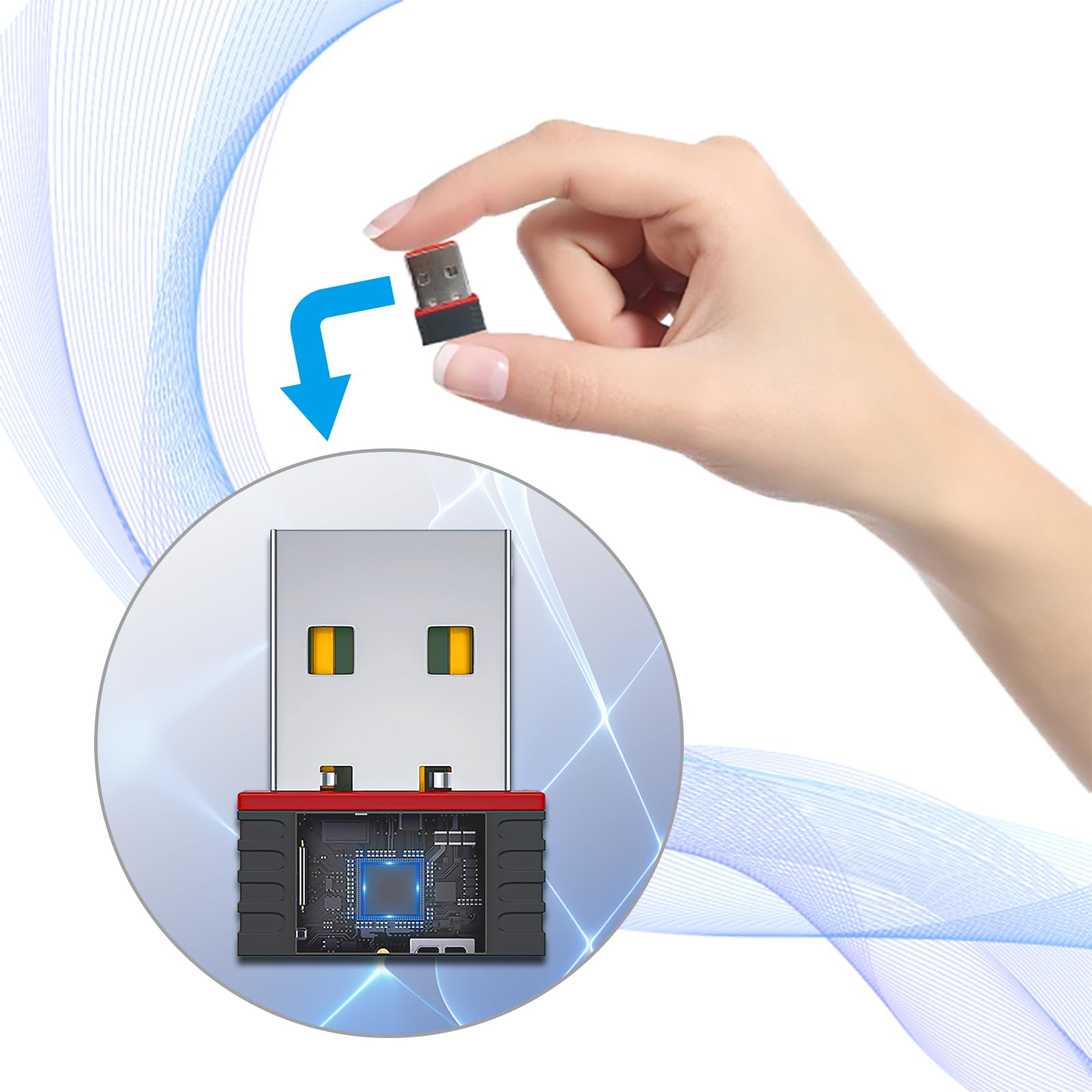 Clé USB WiFi 300Mbps Adaptateur WiFi Mini pour PC Portable TV Compatible Windows Mac OS Linux Noir