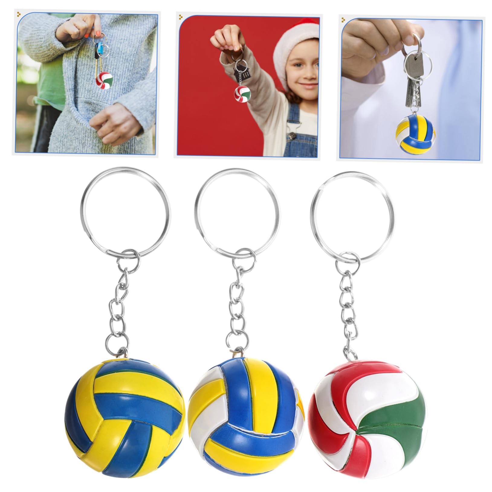 Healeved Portachiavi Pallavolo 3pezzi Porta Chiavi Decorativi in Plastico e Lega, Accessori Portatili per Borse e Premi per Studenti, Design Unico e Funzionale