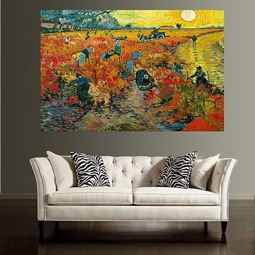 Miniatura 3 de ZENDA Van Gogh - Arte de pared con diseño de vid roja, pinturas enmarcadas de noche estrellada, arte en lienzo para decoración del hogar, enmarcado,