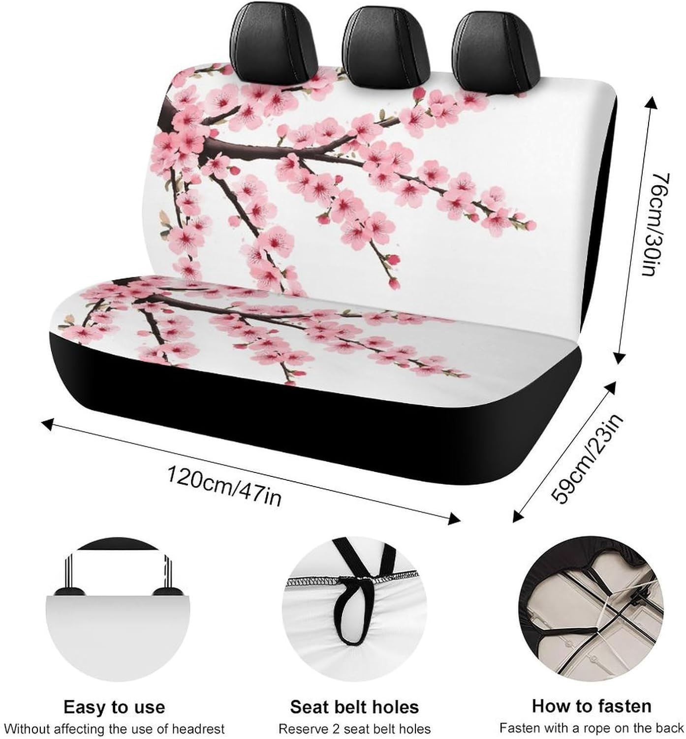 Men's Soft Universal Fit Auto Bench Seat Cushion Cover, Fashion Car Seat Cover, Dirt Proof Dog Car Seat Cover Branch of A Flourishing Tree Cherry Flowers Blossoms Spring Theme Art