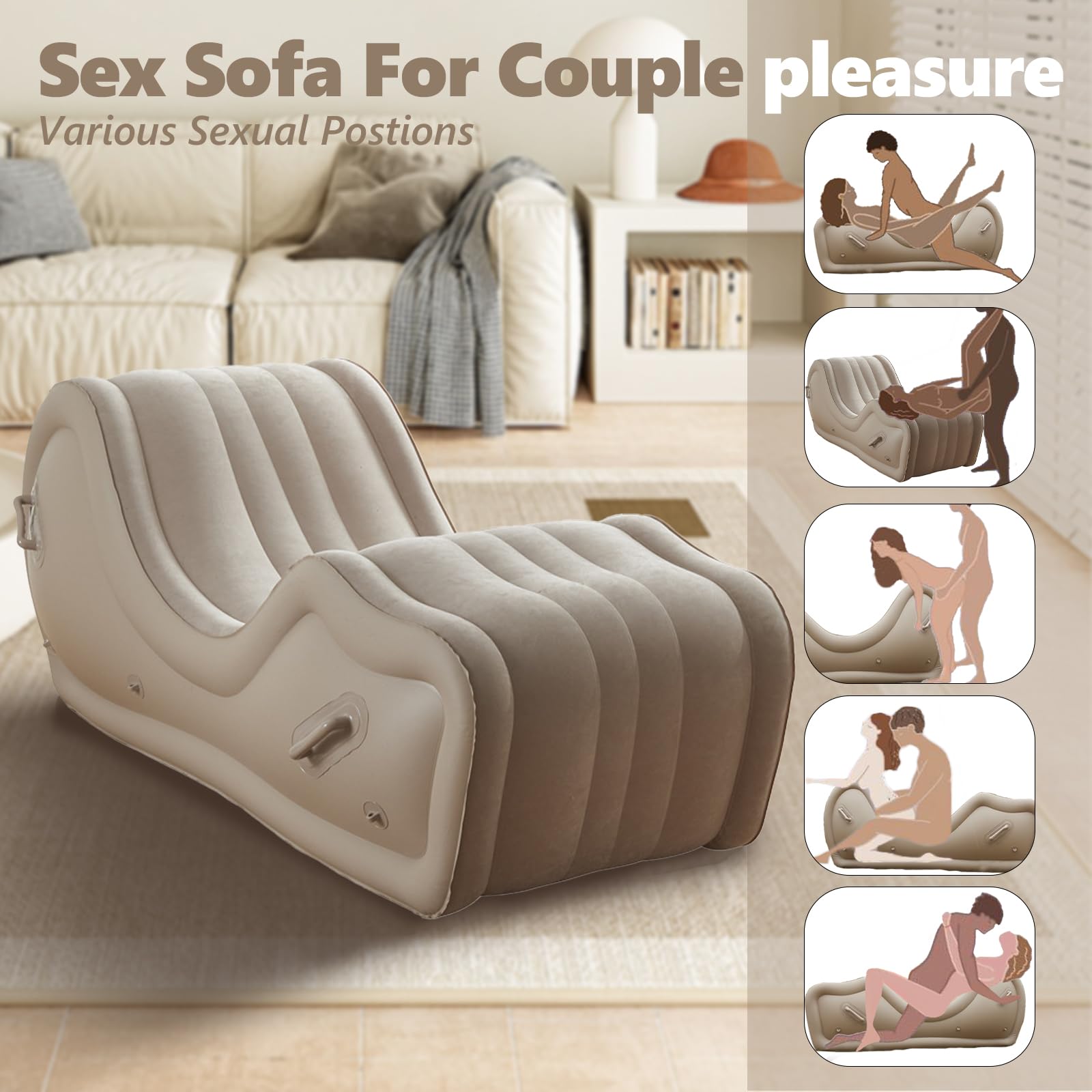 Canapé sexuel gonflable avec pompe à air automatique - Meubles érotiques BDSM pour couples - Coussin de positionnement et coussin de rampe pour adultes - Meubles érotiques SM pour femmes et hommes
