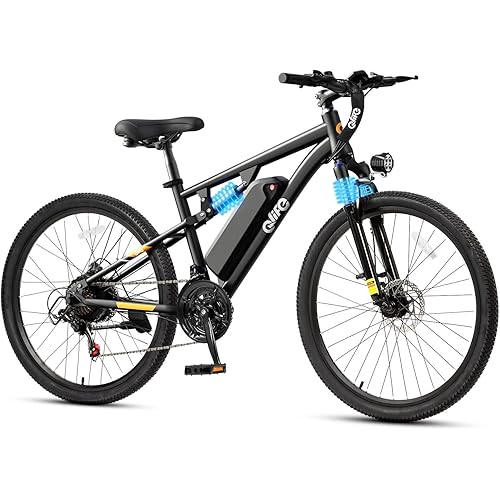 Qlife Racer Electric Bike for Adults - 21-Speed Mountain Lightweight Ebike with Peak 1000W/750W 25MPH/22MPH Brushless Motor, 375Wh Removable Battery, 26X2.1 Tire Step Over E-MTB, Up to 40 Miles