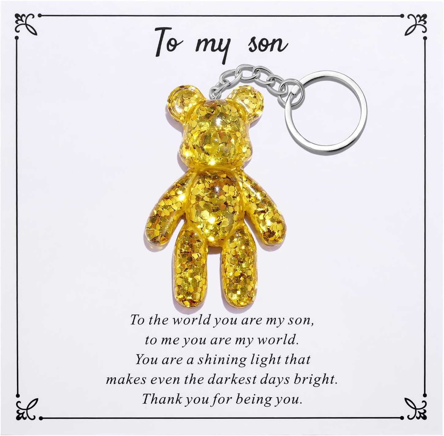 Pocket Bear Hug, Anxiety Relief Gifts for Son from Mom Dad, Mental Health Positivity Gift for Men Teen, Autism Fidget Gift, Thoughtful Gifts for School Anxiety, Gold