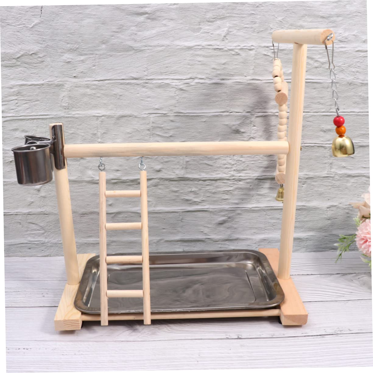 GALPADA Aire de Jeux pour Perroquets en Bois, Échelle et Balançoire