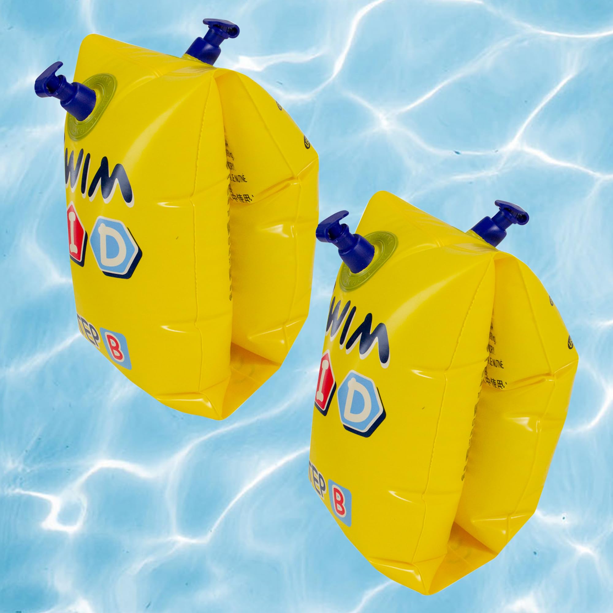 Pool Central 10-Inch Inflatable Yellow Swim Kid Step B Arm Floats - Set of 2