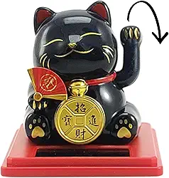 Gato da Sorte Japones, Maneki Neko, Gato da Sorte JIA23043. O Gatinho da Sorte Japonês é Um Símbolo de Boas-vindas, Boa Sorte e Riqueza na Cultura Japonesa, Atrai Riqueza e Fortuna! (Preto)