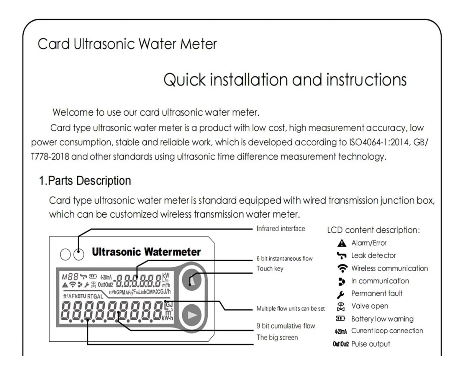 Medidor flujo digital RS485 tarjeta Sensor agua tubería Riego agrícola