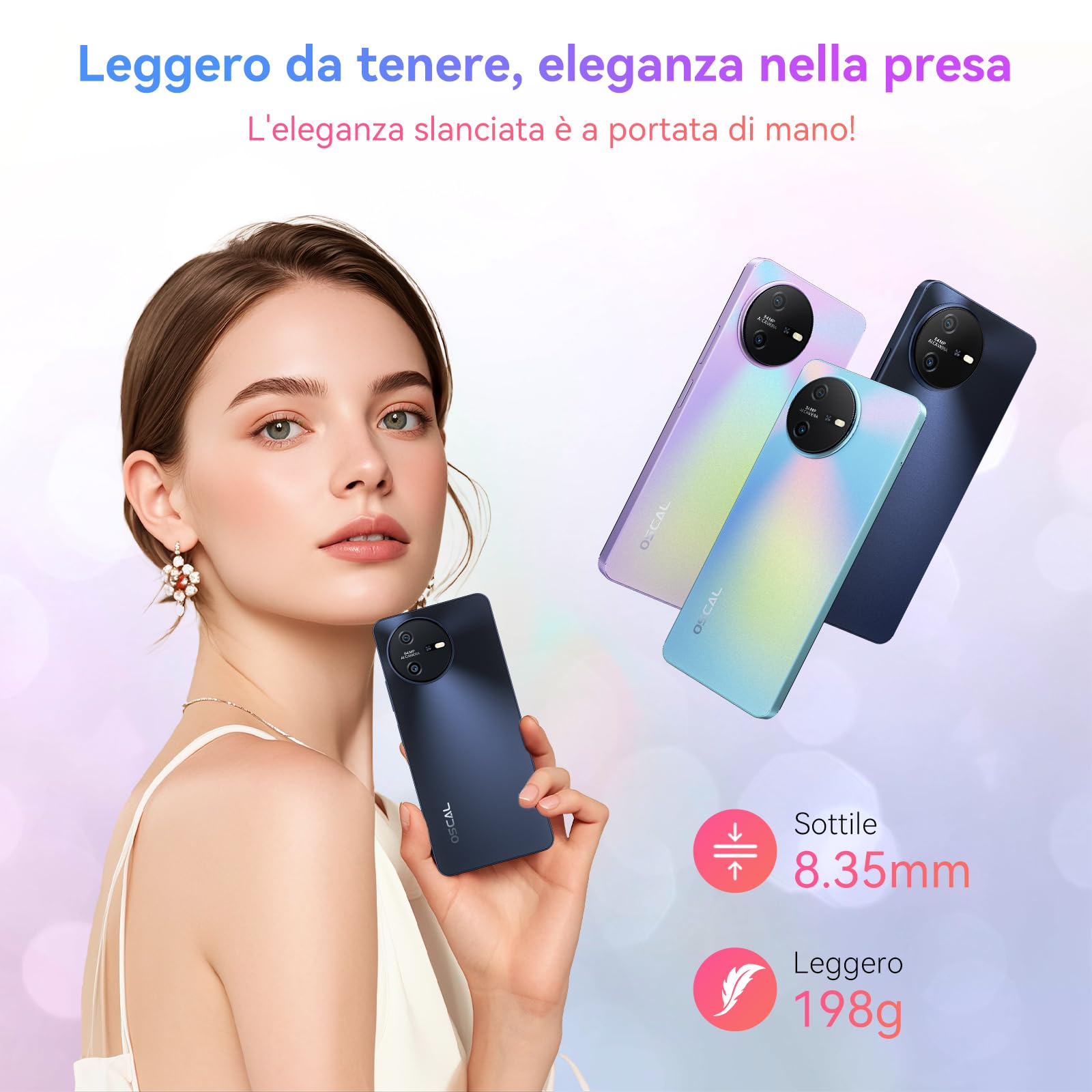 OSCAL Tiger 12 Smartphone, 6.78" HD+/120Hz, 5000mAh/33W, 64MP+13MP Telefono Cellulare, 12GB+128GB/1TB-TF, Octa-Core, Android 13, 4G Dual SIM Smartphone Offerta 3 Slot/Fingerprint/Face ID/OTG/GPS Nero