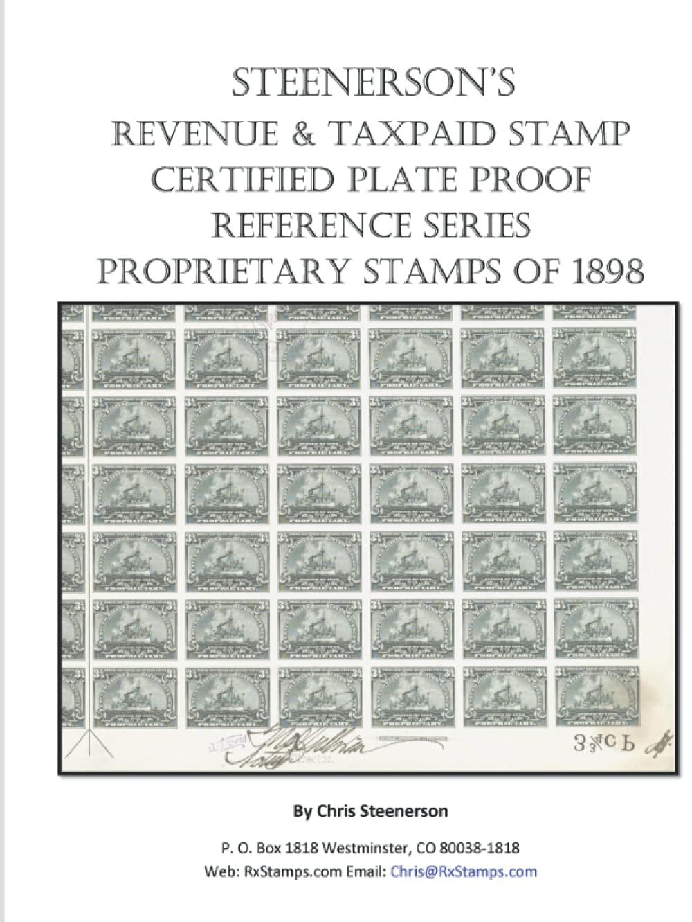 Steenerson's Revenue Taxpaid Stamp Certified Plate Proof Reference Series - Battleship Proprietary Stamps of 1898