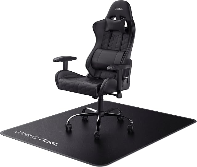 Trust Gaming GXT 715 Chair Mat 99 x 120 cm (1.20 m2), Wear-resistant Floor Protector for Carpets and Hard Floor Surfaces, Durable Mat for Gaming and Office Chairs - Black