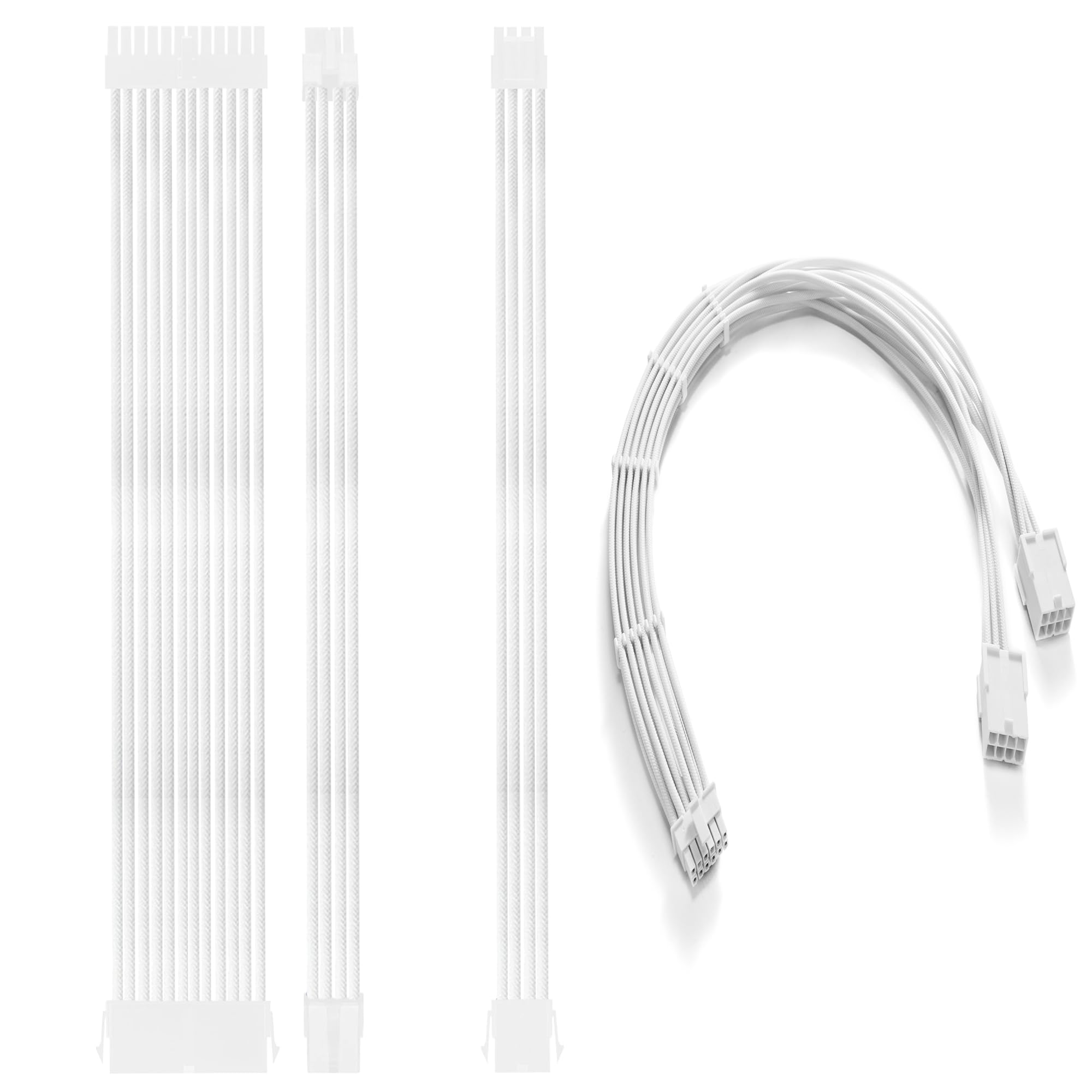 PSU Cable Extension Power Cords,18AWG 1x 24pin ATX/2x 8(4+4) pin EPS+16AWG 16pin(12+4) Cable to 2X8-Pin Male to Female
