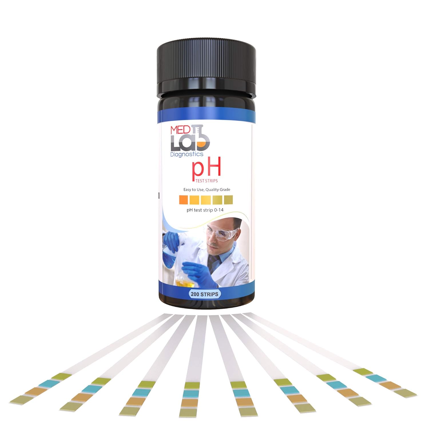 pH Test Strips 0 to 14 (200 ct) for Water & Liquids. Universal Plastic pH Strips Drinking Water, Kombucha, Pool, Spa, Hotub, Soap, & Urine and Saliva. Acid Alkaline Litmus Paper Testing Strips: Industrial & Scientific