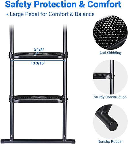 Miniatura 5 de Escalera para cama elástica de 39 pulgadas, 2 escalones de ancho, antideslizante, para niños al aire libre, rebote de 12 a 14 pies