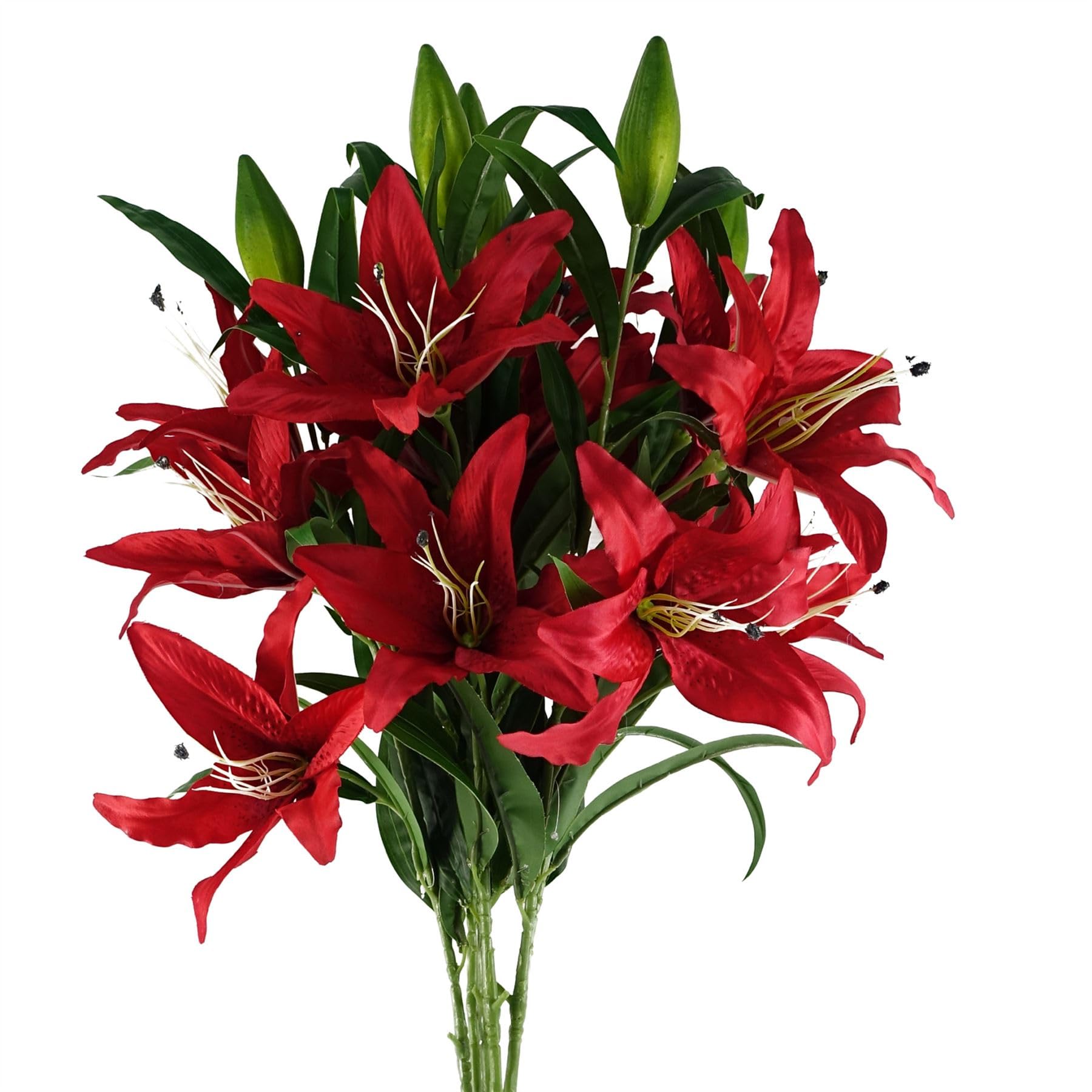 Leaf Red Large Lily Artificial Flower 100cm 6 Pack