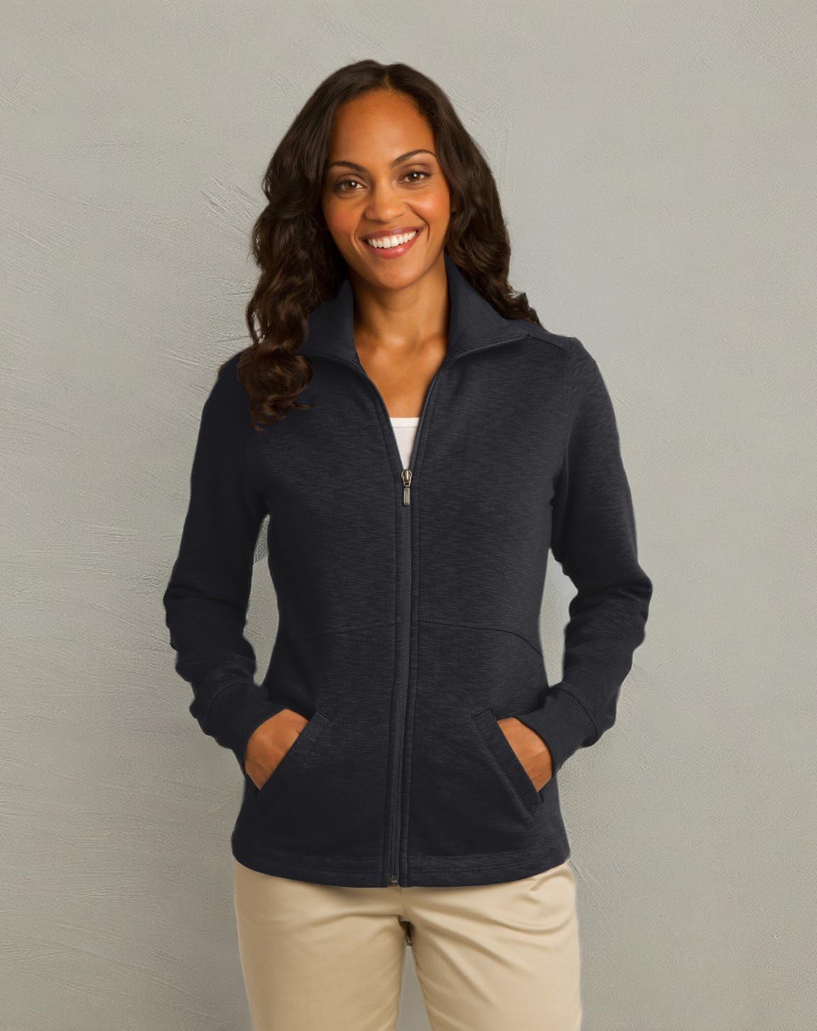 Port Authority Ladies Slub Fleece Full-Zip Jacket - Image 6