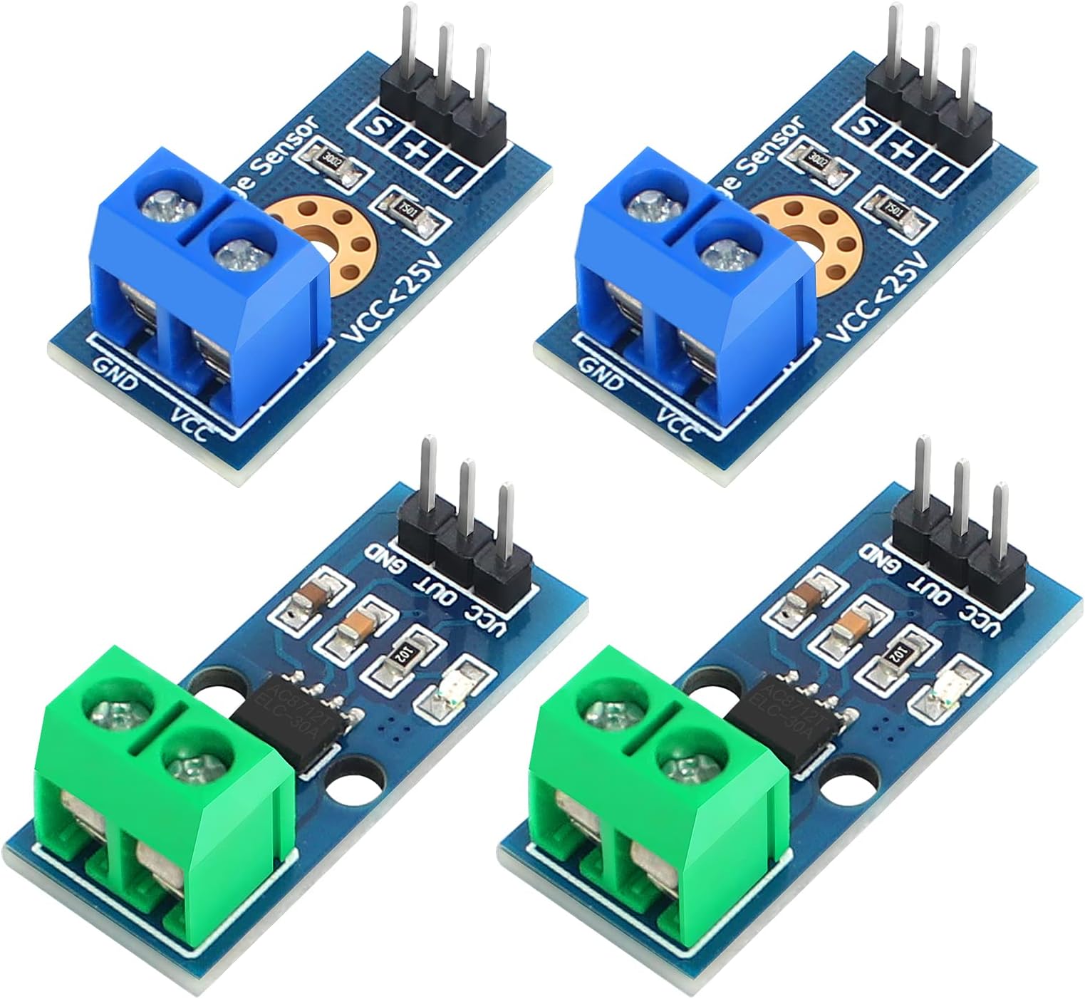 2Pcs ACS712 30A Current Sensor Module 2 Pcs Max 25V Voltage Sensor Module Terminal Sensor Module Current Sensor Measuring Module for Arduino DIY Electronic Project