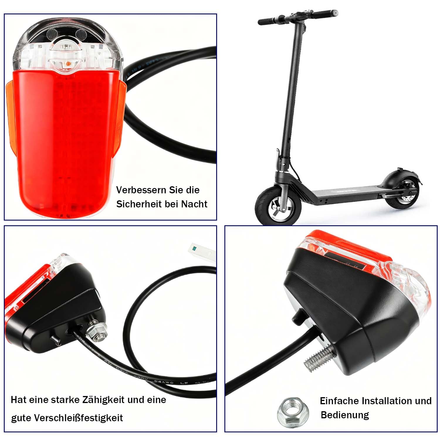 Fanale posteriore per Ninebot Max G30d, per Segway Ninebot Max G30 / G30LP / G30LE / G30LE II / G30D / G30e / G30e III (impermeabile, rosso)