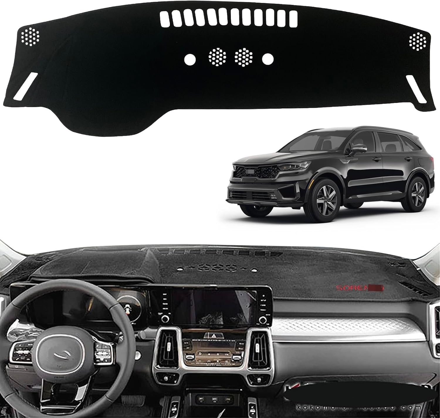 Dashboard Dash Board Cover Mat Pad Carpet Non-Slip Custom Compatible with Kia Sorento 2021 2022 Protector Sunshield (2021-2022)