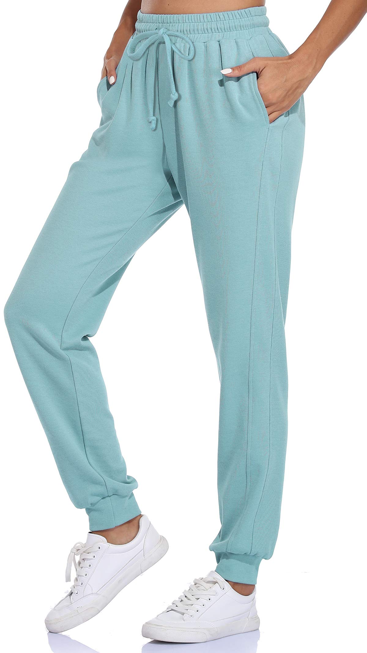 Fulbelle Womens Cotton Sweatpants with Pockets Drawstring Joggers Yoga Pants