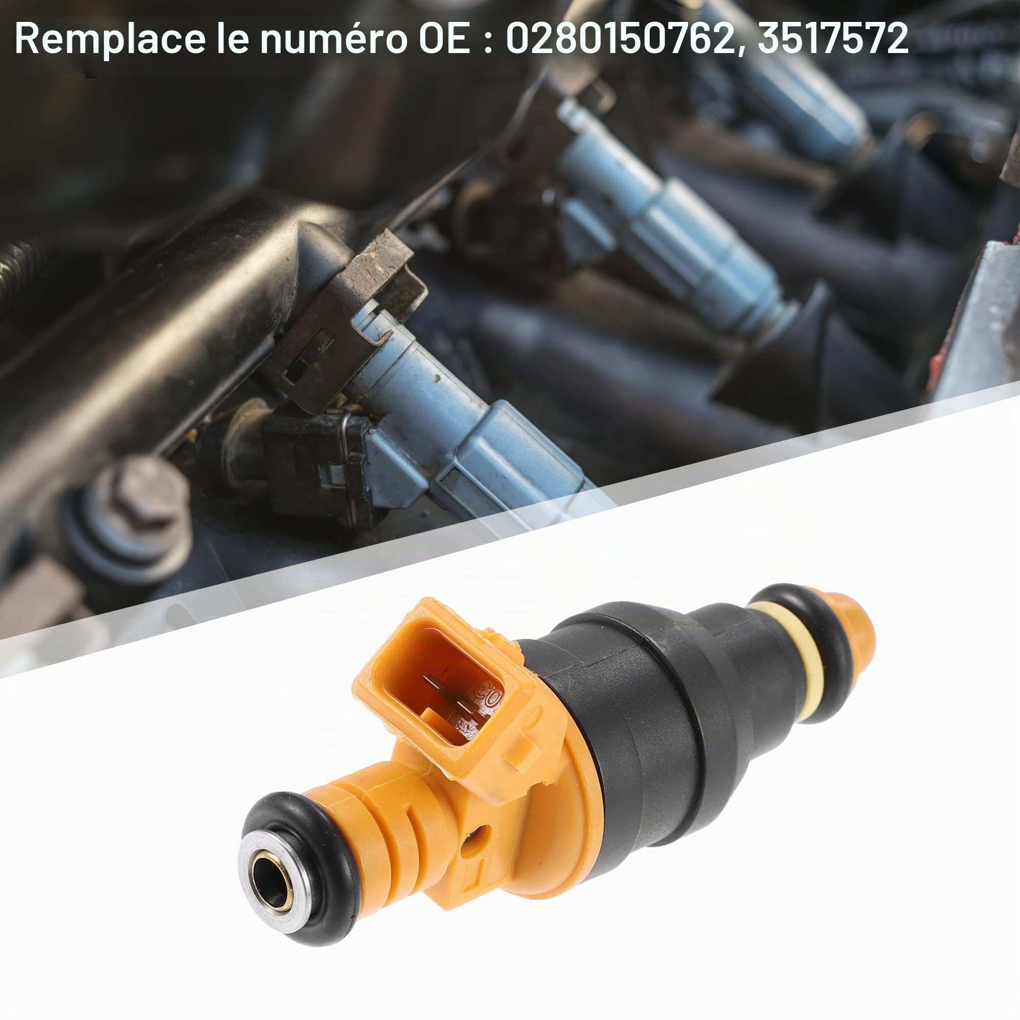 A ABSOPRO 4 Injecteurs De Carburant Pour Volvo 240 86-93 | Noir, Orange, Métal, Plastique, 77x33x24mm, Haute Impédance, Pour Cadillac CTS, Pour Citroen BX, Pour Volvo 740