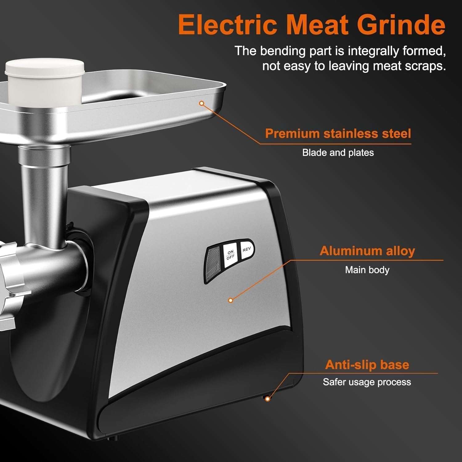 Commercial Meat Grinder Mincer, 3500W ETL Heavy Duty Sausage Stuffer with Reverse, 3 Plates & 2 Blades, Sausage Tubes Set, for Catering Restaurant Butcher Shop, Perfect for Iftar