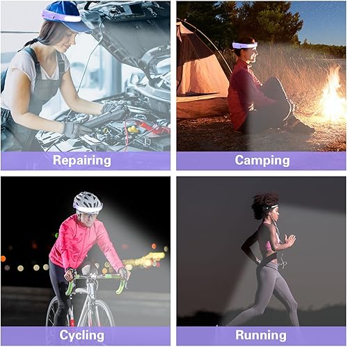 Miniatura 9 de COSOOS - Linterna recargable para faros delanteros con luz LED para exteriores, diadema ajustable para mujeres y niñas, haz ancho de 1000 lúmenes y