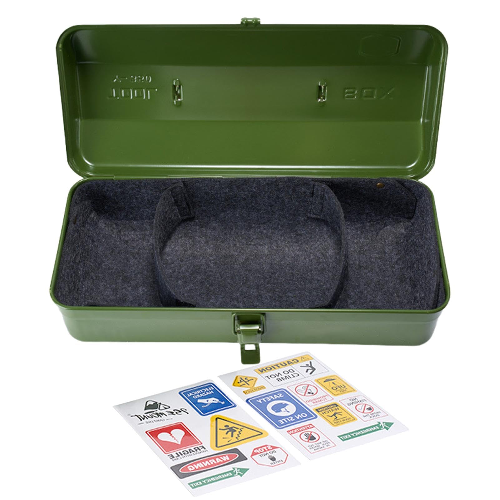 Portable Metal Tool Box Storage Box for Camping Accessories - Metal Tool Box with Hip Roof for Outdoor Camping - With Stickers Iron Versatile