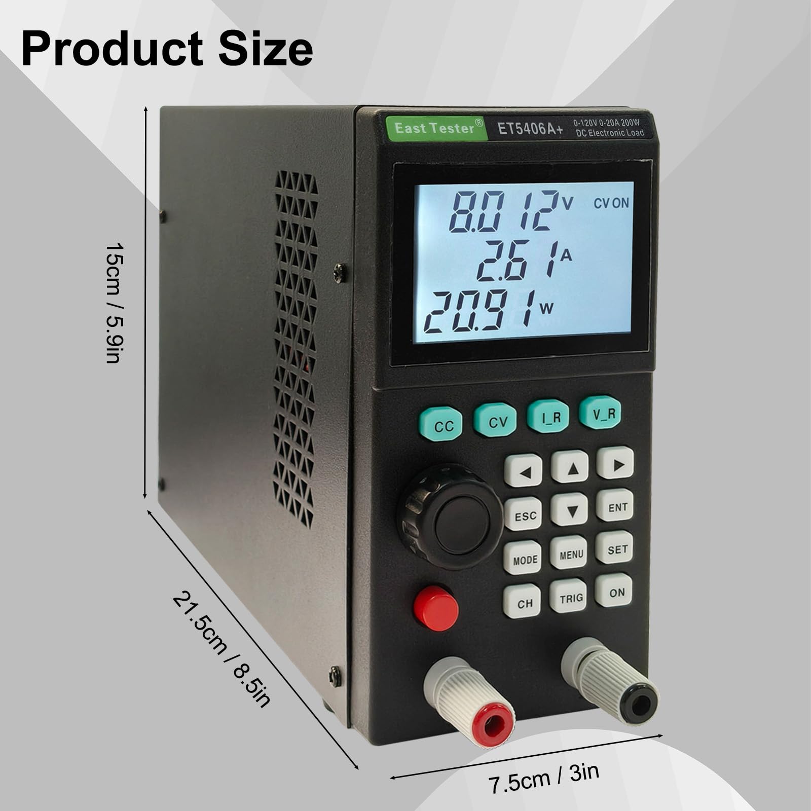 ET5406A+ 200 W DC elektroniczny tester obciążenia 0-120 V 20 A programowalny tester pojemności akumulatora z trybem dynamicznym sterowanie USB PC, zabezpieczenie przed przeciążeniem zasilacza