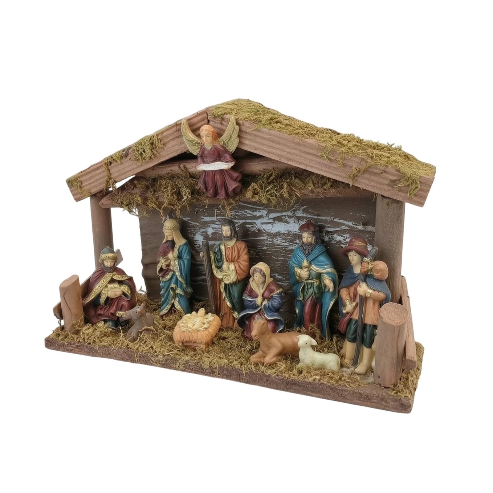 Crèche Noël Lumineuse Crèche Noël Complète Style Européen Figurines la Nativité pour Collectionneurs, Salon