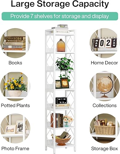 Miniatura 7 de Tribesigns Estantería estrecha extra alta de 78.7 pulgadas, estantería delgada de 7 niveles para espacios pequeños, estantes de exhibición