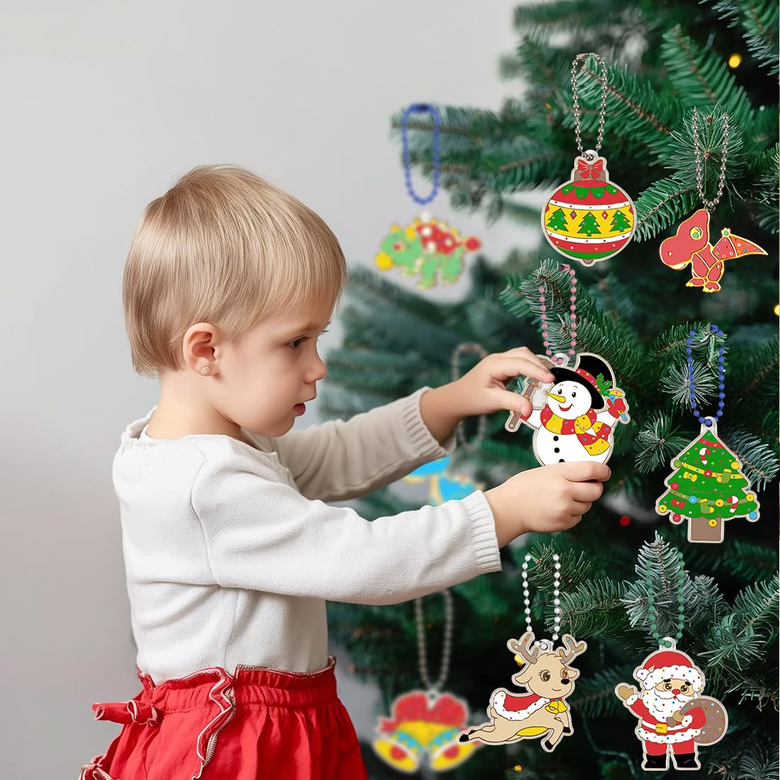 Kit Art & Craft Peinture Cristal DIY Noël - Pendentifs à Peindre Et Décorer Pour Enfants (Style Licorne, Dessert)