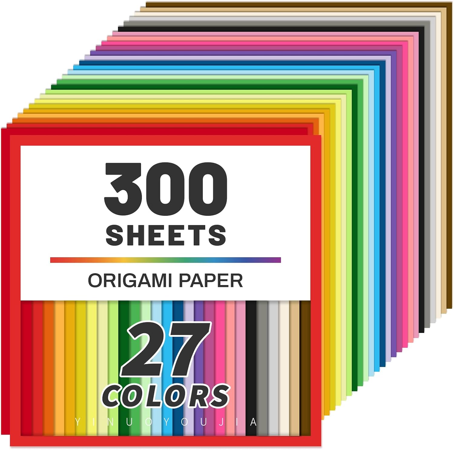 Origami Paper 300 Sheets, 27 Colors 6x6 Inch Double Sided Colored Paper