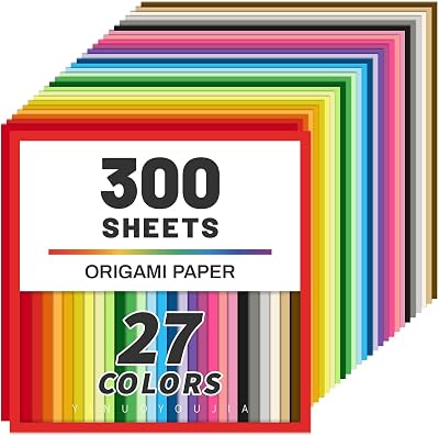 Origami Paper 300 Sheets, 27 Colors 6x6 Inch Double Sided Colored Paper