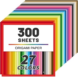 300 Sheets Origami Paper, 27 Colors Origami Paper 6x6 Inch, Double Sided Colored Square Paper for Kids Folding Crafts, DIY Arts and Crafts, Scrapbooking, Classroom Projects