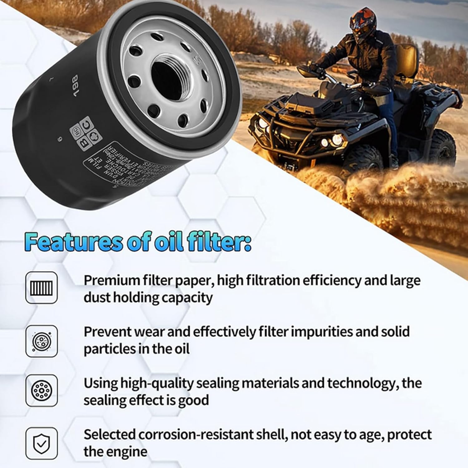 2540086 2540122 Oil Filter Replacement for Polaris Ranger 500 570 700 800 900 1000 Sportsman 600 700 800 900 ATV Crew XP General 1000 ACE 150 500 570 900 RZR S 800 RZR 4 800 900 2540006 (6Pcs)
