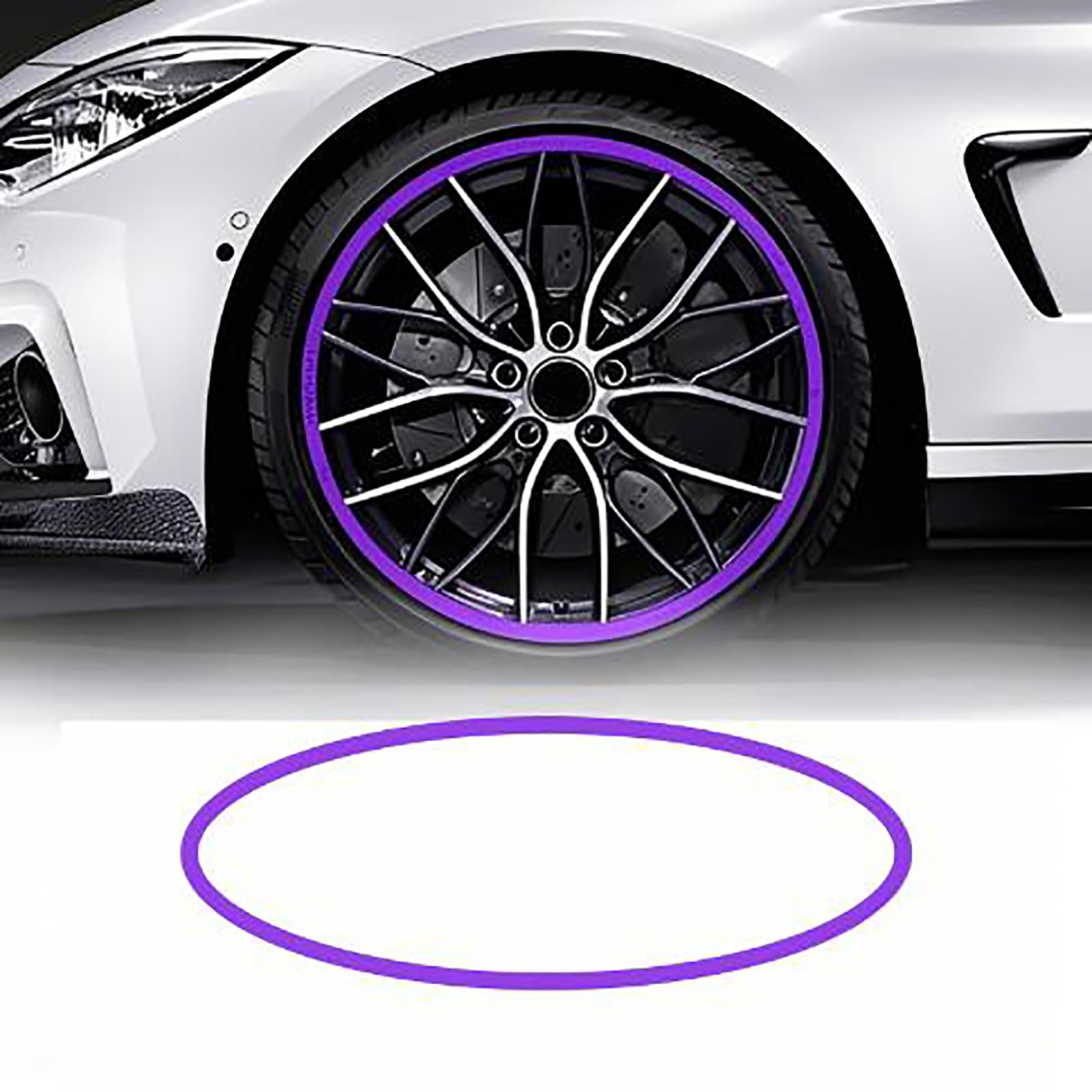 Protecteur De Jante De Voiture De 15 À 22 Pouces (Auto-adhésif), Évite Les Dommages Aux Roues/Ajustement Parfait/Aucun Retrait De Pneu Nécessaire + Couvre Les Rayures,15 inch,Purple