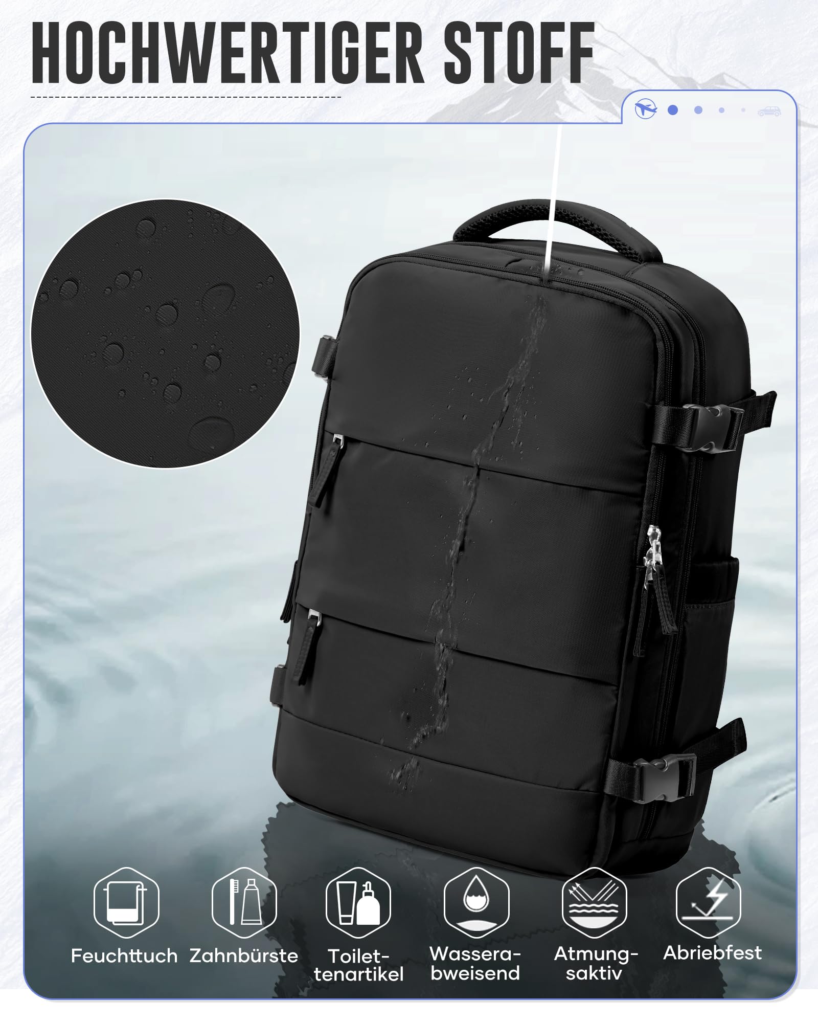 Vacuum Rucksack Handgepäck mit Vakuumsystem Ryanair Handgepäck Rucksack mit Vakuum Damen Herren 15.6 Zoll Laptop Air Bag Reise Rucksacks für Flugzeug Handgepäcks(Schwarz)