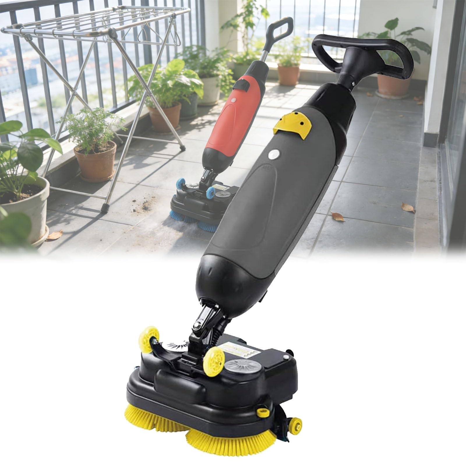 Limpiador y lavador de Pisos de Doble Cepillo, Mini Limpiador de Pisos de Calidad Profesional, Adecuado para hogares, oficinas, baños y pequeños Espacios comerciales.(Gray)
