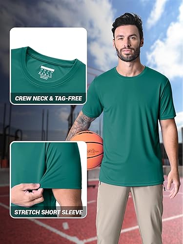 Miniatura 5 de MAGCOMSEN Camiseta de manga corta UPF 50+ para hombre, de secado rápido, protección contra erupciones, atlética, para correr, natación, camisetas