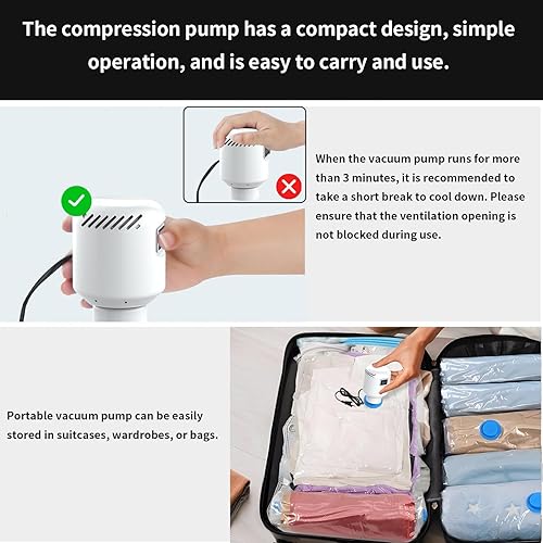 Miniatura 3 de Bomba eléctrica para bolsas de almacenamiento al vacío, bomba de aire para bolsas de almacenamiento, bomba de vacío portátil para varias bolsas
