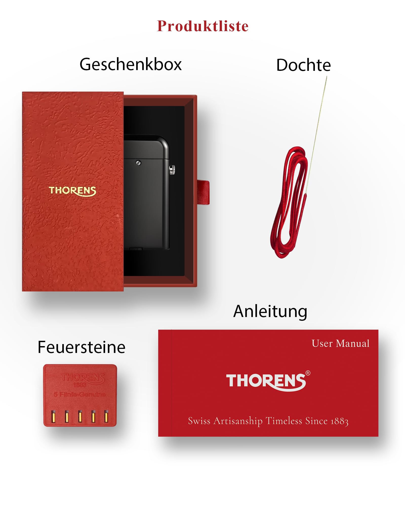 THORENS Double Claw Benzinfeuerzeug, Messing, Schwarz, nachfüllbar | Luxus, Vintage, Autozündung, Fluid-Lighter, Softflamme, Sicherheitssperre, Sammlerstück, Geschenk für Vater, Freund, Ehemann