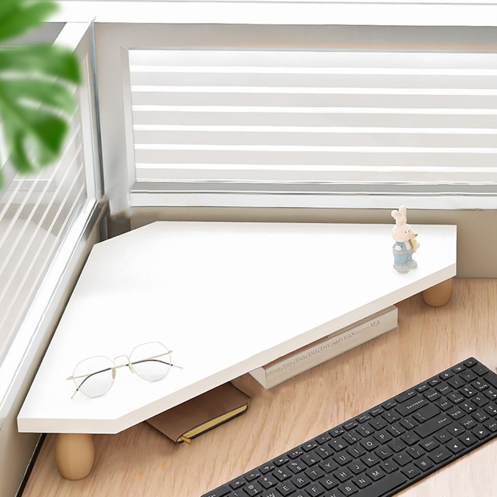 SDGcfgjW corner desks， Corner Monitor Stand White Triangle for Desk, Sturdy Computer Shelf Save Space