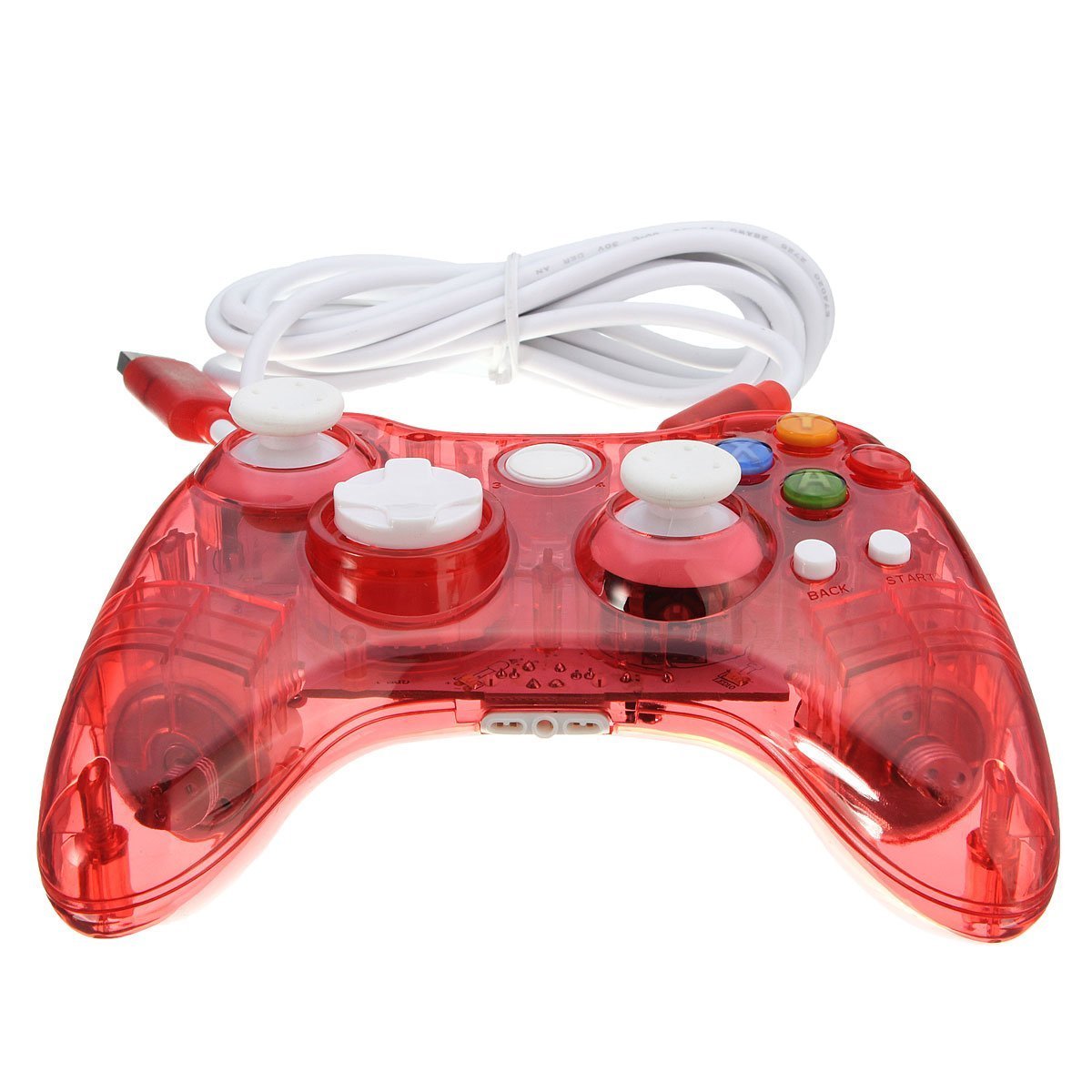 TuoFang Clear Xbox360 Game Controller Wired USB Joypad Gamepad for Windows & Xbox 360 Console ( Red)